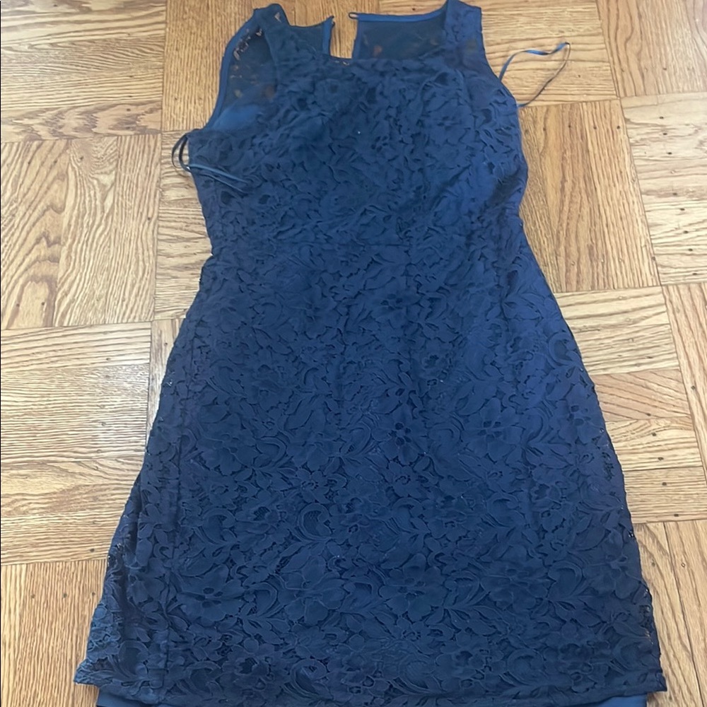 Elegant Navy Lace Mini Dress